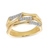 Thumbnail Image 1 of 1/5 CT. T.W. Diamond Triple Row Bamboo Ring in Sterling Silver with 14K Gold Plate - Size 7
