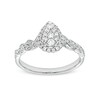 Thumbnail Image 1 of 1/4 CT. T.W. Pear-Shaped Multi-Diamond Frame Twist Shank Vintage-Style Promise Ring in 10K White Gold