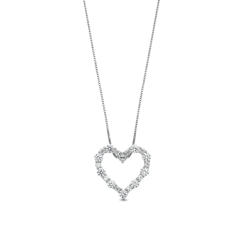 Main Image 1 of 1 CT. T.W. Certified Lab-Grown Diamond Scallop Open Heart Pendant in 14K White Gold (F/SI2)