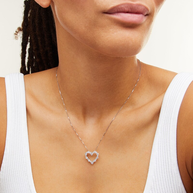 Main Image 2 of 1 CT. T.W. Certified Lab-Grown Diamond Scallop Open Heart Pendant in 14K White Gold (F/SI2)