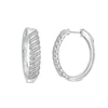 Thumbnail Image 1 of 1/4 CT. T.W. Diamond Cascading Wave Hoop Earrings in Sterling Silver