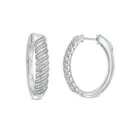 1/4 CT. T.W. Diamond Cascading Wave Hoop Earrings in Sterling Silver