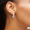 Thumbnail Image 2 of 1/4 CT. T.W. Diamond Cascading Wave Hoop Earrings in Sterling Silver