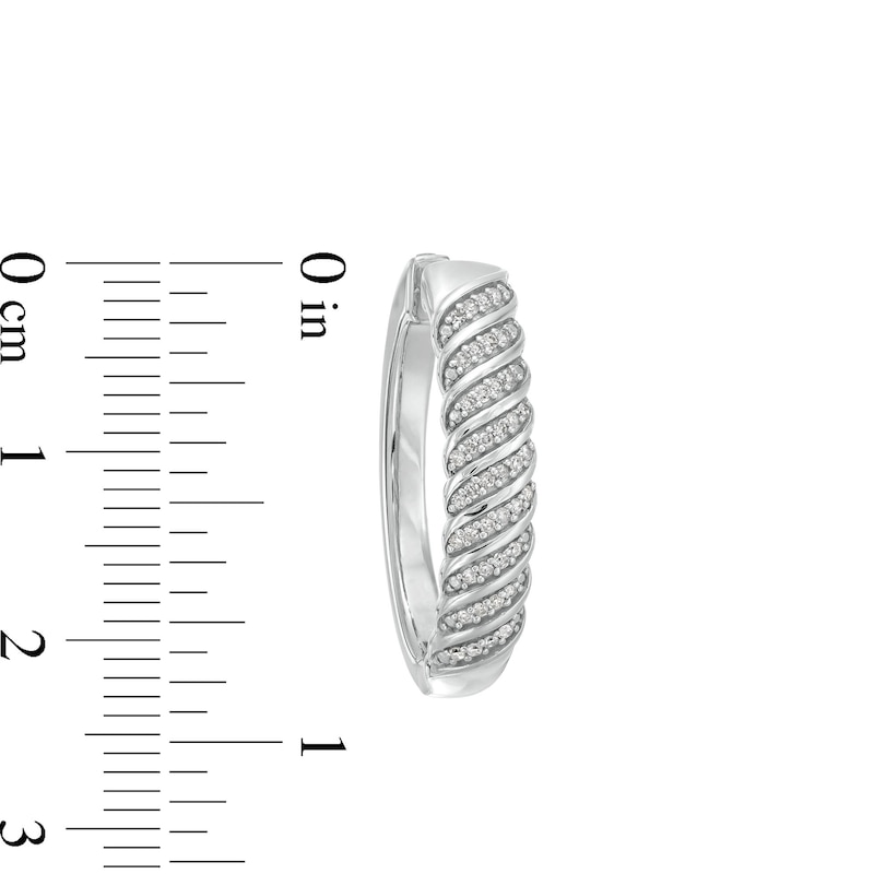 Main Image 3 of 1/4 CT. T.W. Diamond Cascading Wave Hoop Earrings in Sterling Silver