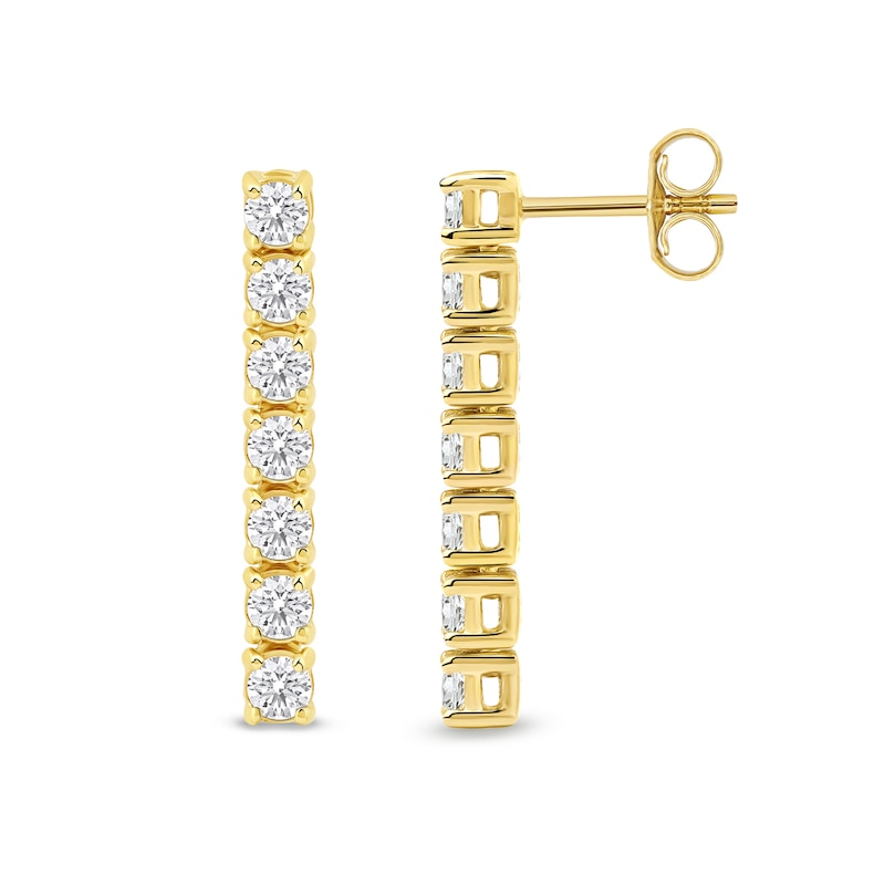 Main Image 2 of 5/8 CT. T.W. Lab-Grown Diamond Linear Drop Earrings in Sterling Silver with 14K Gold Plate (F/SI2)
