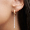Thumbnail Image 2 of PDPAOLA™ at Zales Cubic Zirconia Graduated Linear Dangle Mini Hoop Earrings in Sterling Silver with 18K Gold Plate