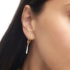 Thumbnail Image 2 of PDPAOLA™ at Zales Cubic Zirconia Elongated Teardrop Mini Hoop Earrings in Sterling Silver with 18K Gold Plate