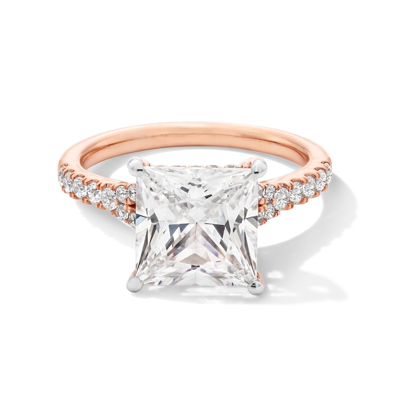 Main Image 1 of 4-1/2 CT. T.W. Princess-Cut Certified Lab-Grown Diamond Split Shank Engagement Ring in 14K Rose Gold (F/SI2)