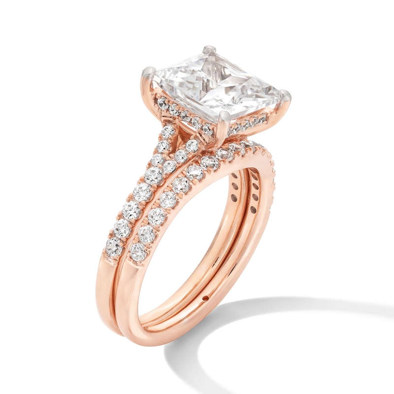 Main Image 3 of 4-1/2 CT. T.W. Princess-Cut Certified Lab-Grown Diamond Split Shank Engagement Ring in 14K Rose Gold (F/SI2)