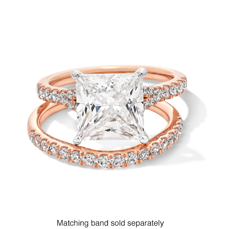 Main Image 4 of 4-1/2 CT. T.W. Princess-Cut Certified Lab-Grown Diamond Split Shank Engagement Ring in 14K Rose Gold (F/SI2)