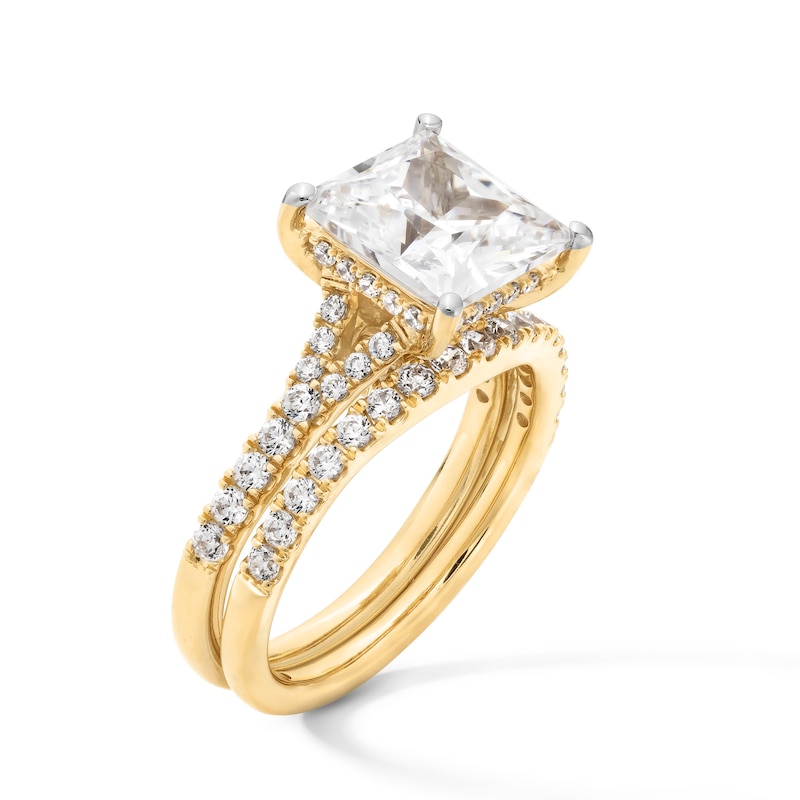 Main Image 3 of 4-1/2 CT. T.W. Princess-Cut Certified Lab-Grown Diamond Split Shank Engagement Ring in 14K Gold (F/SI2)