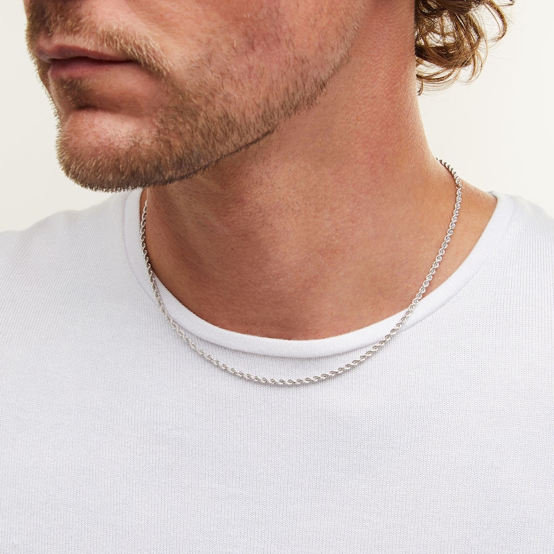 Main Image 2 of 2.5mm Silk Rope™ Chain Necklace in Solid 14K White Gold - 18"