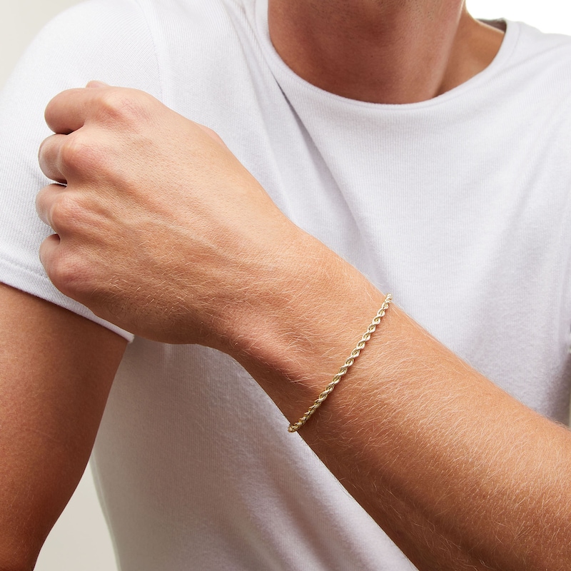 Main Image 2 of 3.0mm Silk Rope™ Chain Bracelet in Solid 14K Gold - 7.5"