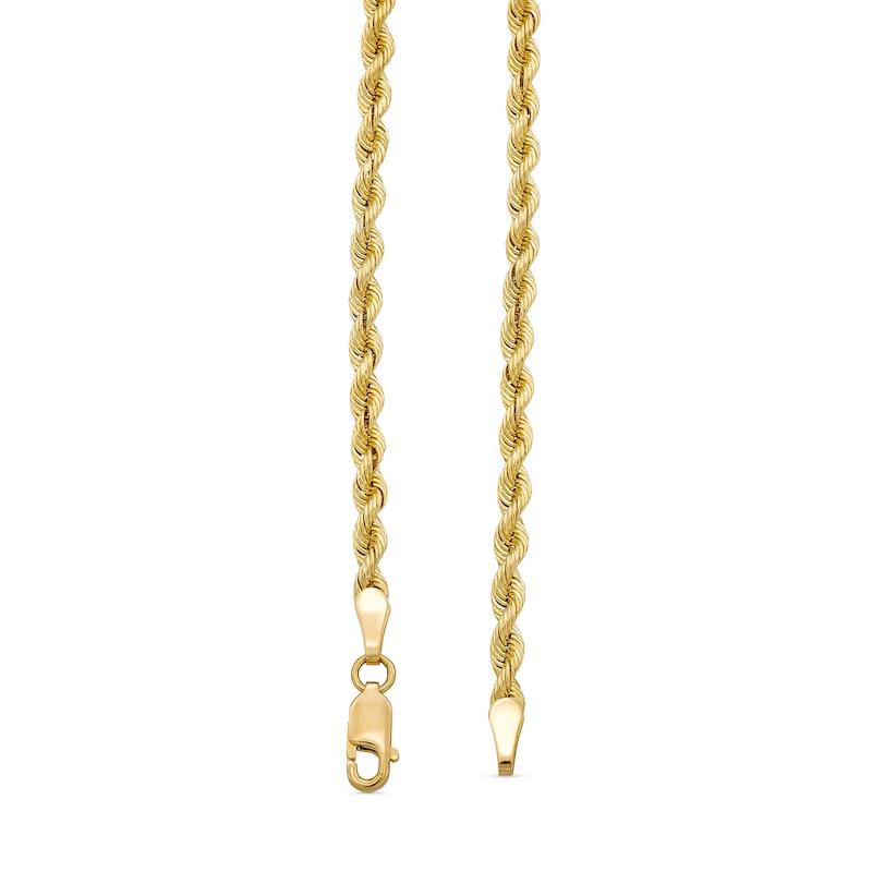 Main Image 3 of 3.0mm Silk Rope™ Chain Bracelet in Solid 14K Gold - 7.5"