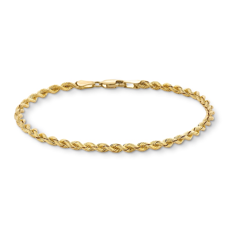 Main Image 4 of 3.0mm Silk Rope™ Chain Bracelet in Solid 14K Gold - 7.5"