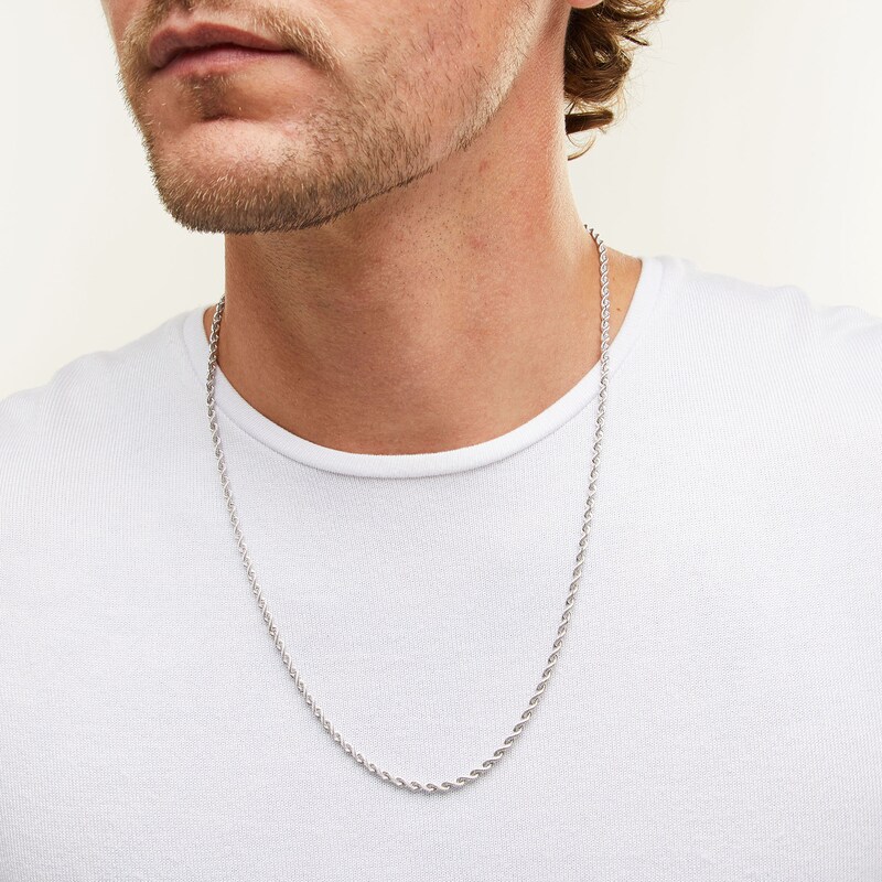 Main Image 2 of 3.0mm Silk Rope™ Chain Necklace in Solid 14K White Gold - 24"