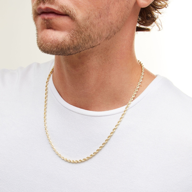 Main Image 2 of 3.7mm Silk Rope™ Chain Necklace in Solid 14K Gold - 22"
