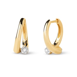 PDPAOLA™ at Zales 1/6 CT. T. W. Lab-Grown Multi-Diamond Bypass Hoop Earrings in 18K Gold