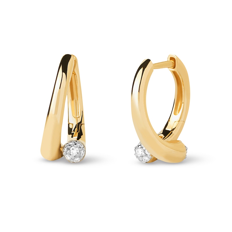 Main Image 1 of PDPAOLA™ at Zales 1/6 CT. T. W. Lab-Grown Multi-Diamond Bypass Hoop Earrings in 18K Gold