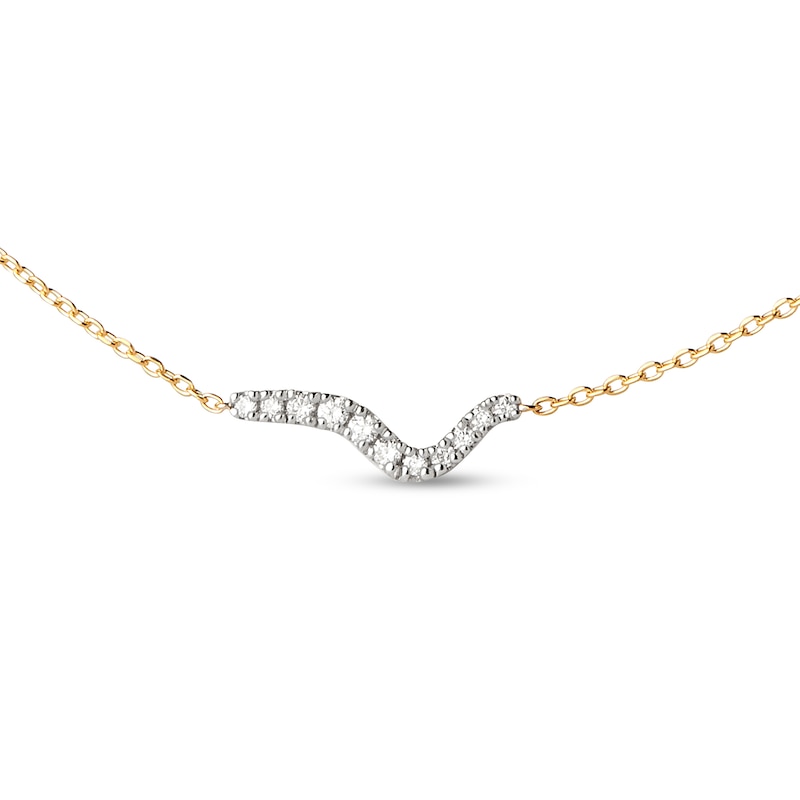 Main Image 1 of PDPAOLA™ at Zales 1/10 CT. T.W. Lab-Grown Diamond Wave Necklace in 18K Gold - 19.5”