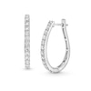 Thumbnail Image 1 of 1 CT. T.W. Certified Lab-Grown Diamond Oval Hoop Earrings in 10K White Gold (I/SI2)