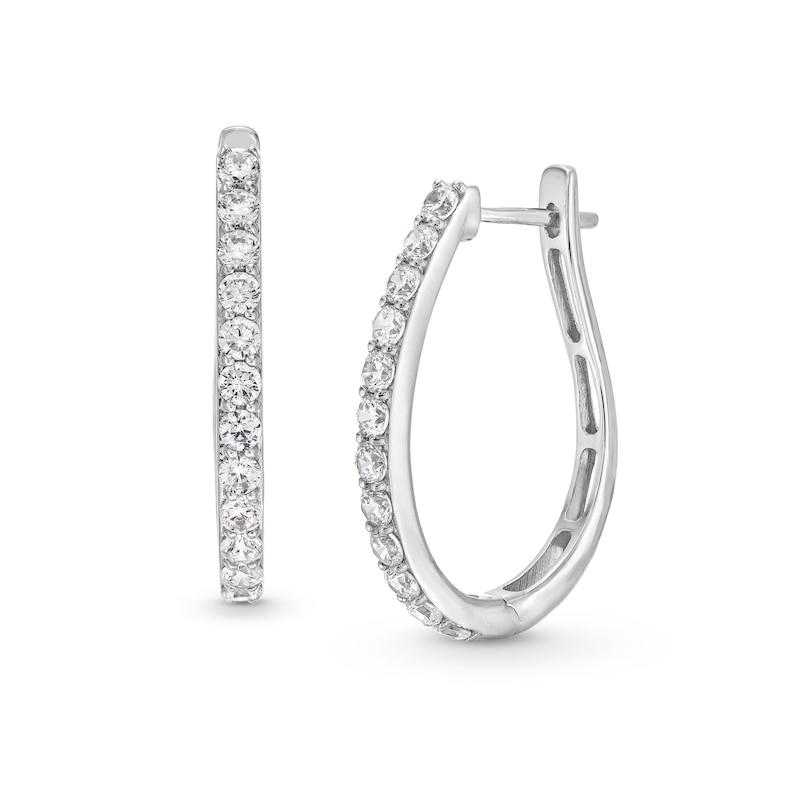 Main Image 1 of 1 CT. T.W. Certified Lab-Grown Diamond Oval Hoop Earrings in 10K White Gold (I/SI2)