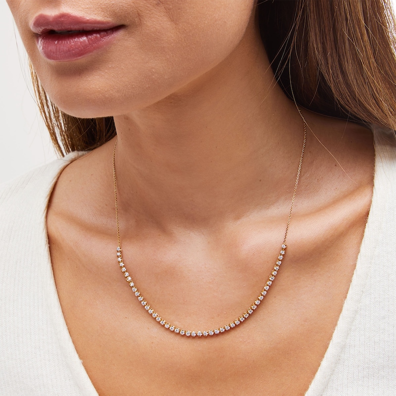 Main Image 2 of 1-1/2 CT. T.W. Certified Lab-Grown Diamond Bubbles Line Necklace in 10K Gold (I/SI2)