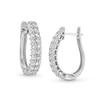 Thumbnail Image 1 of 2 CT. T.W. Certified Lab-Grown Diamond Double Row Oval Hoop Earrings in 14K White Gold (F/SI2)