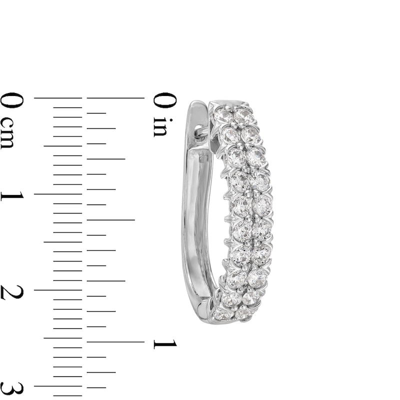 Main Image 3 of 2 CT. T.W. Certified Lab-Grown Diamond Double Row Oval Hoop Earrings in 14K White Gold (F/SI2)
