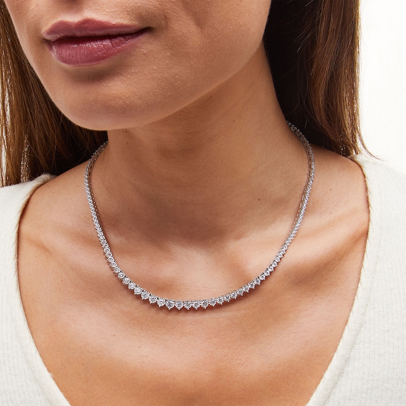 Main Image 2 of 5 CT. T.W. Certified Lab-Grown Diamond Graduated Riviera Necklace in 10K White Gold (I/SI2)