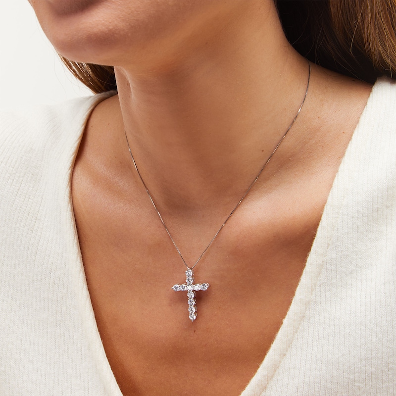Main Image 2 of 2 CT. T.W. Certified Lab-Grown Diamond Cross Pendant in 14K White Gold (F/SI2)