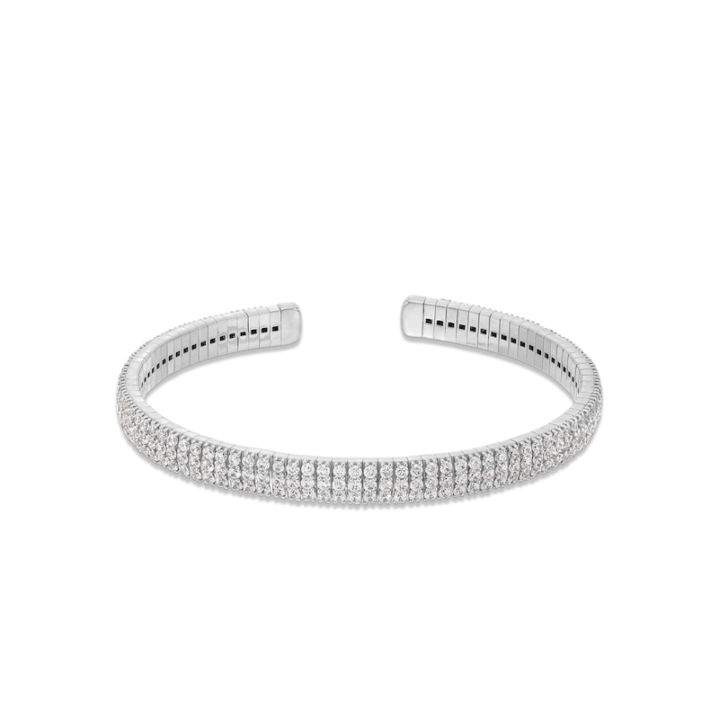 Main Image 1 of 5 CT. T.W. Certified Lab-Grown Diamond Triple Row Open Cuff Bangle in 10K White Gold (I/SI2) - 7.25"