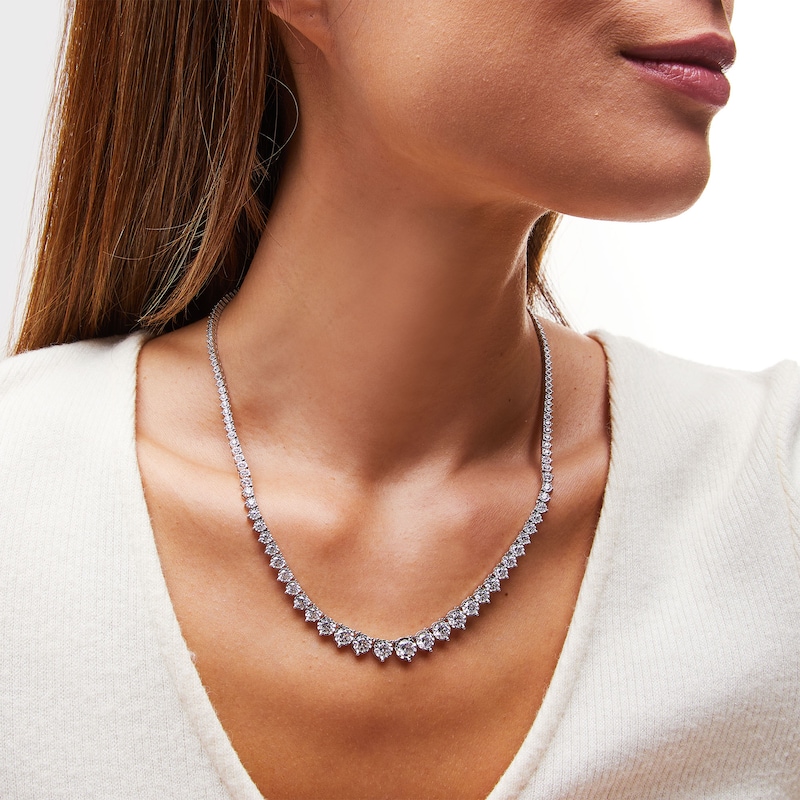 Main Image 2 of 10 CT. T.W. Certified Lab-Grown Diamond Graduated Riviera Necklace in 10K White Gold (I/SI2)