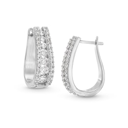 1-1/2 CT. T.W. Certified Lab-Grown Diamond Graduated Triple Row Hoop Earrings in 14K White Gold (F/SI2)