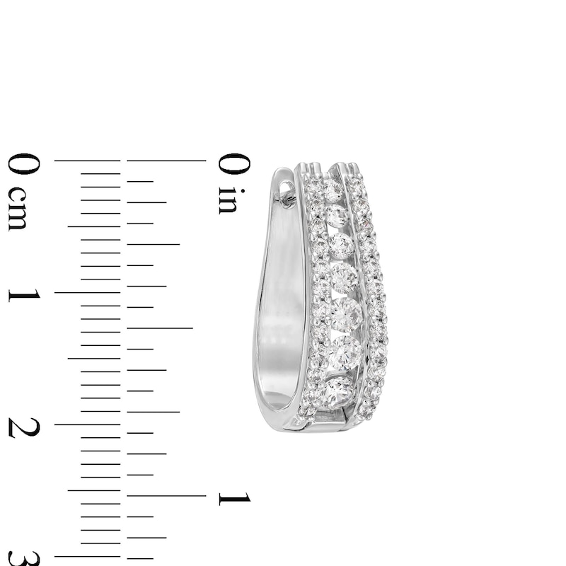 Main Image 3 of 1-1/2 CT. T.W. Certified Lab-Grown Diamond Graduated Triple Row Hoop Earrings in 14K White Gold (F/SI2)
