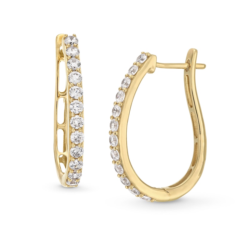Main Image 1 of 1 CT. T.W. Certified Lab-Grown Diamond Oval Hoop Earrings in 10K Gold (I/SI2)