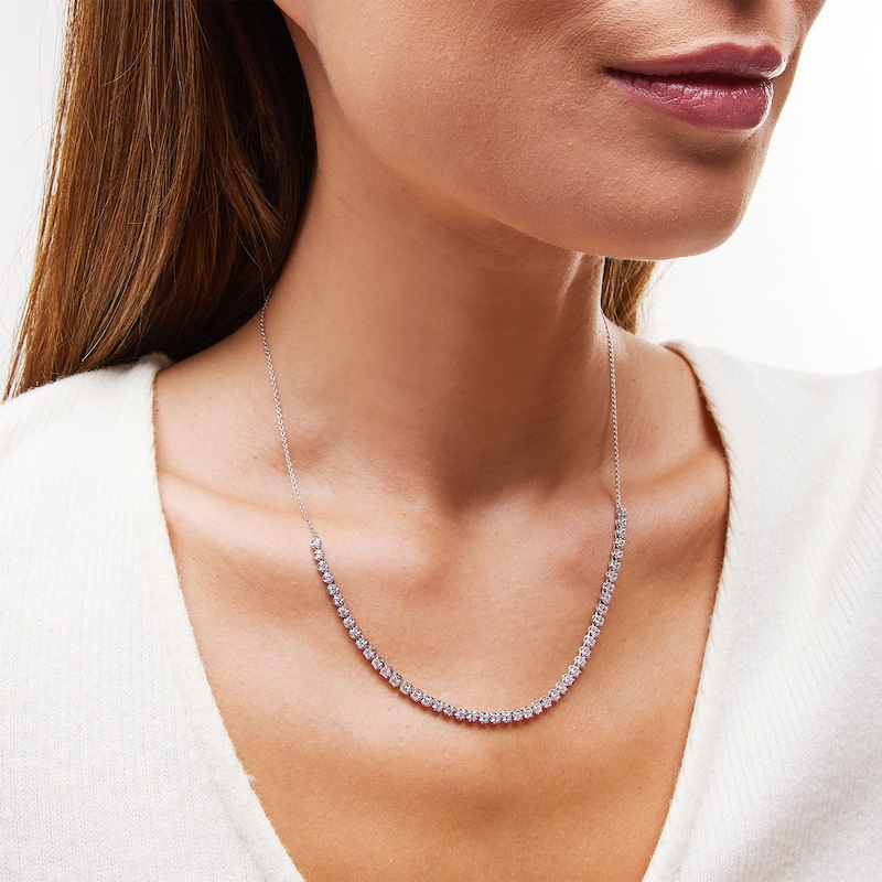 Main Image 2 of 1-1/2 CT. T.W. Certified Lab-Grown Diamond Bubbles Line Necklace in 10K White Gold (I/SI2)