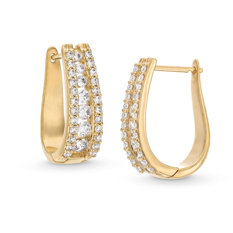 Main Image 1 of 1-1/2 CT. T.W. Certified Lab-Grown Diamond Graduated Triple Row Hoop Earrings in 14K Gold (F/SI2)