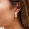 Thumbnail Image 2 of 1-1/2 CT. T.W. Certified Lab-Grown Diamond Graduated Triple Row Hoop Earrings in 14K Gold (F/SI2)