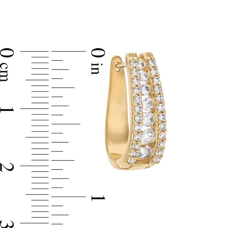 Main Image 3 of 1-1/2 CT. T.W. Certified Lab-Grown Diamond Graduated Triple Row Hoop Earrings in 14K Gold (F/SI2)