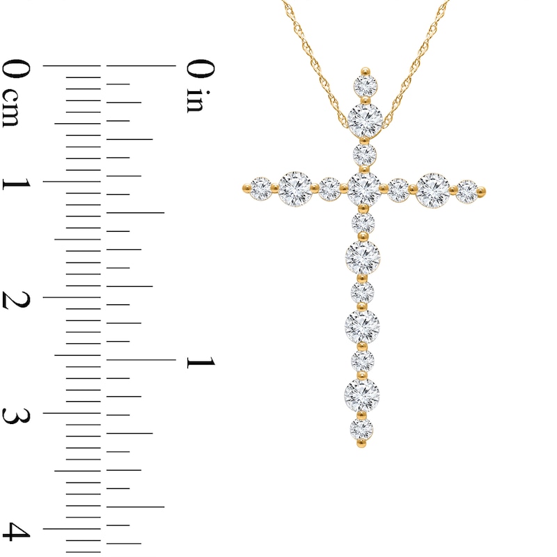 Main Image 2 of 1 CT. T.W. Lab-Grown Diamond Alternating Cross Pendant in 10K Gold (I/SI2)