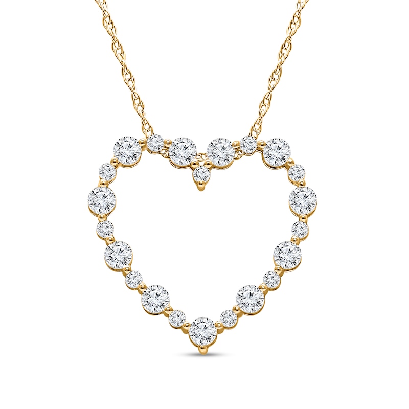 Main Image 1 of 1 CT. T.W. Lab-Grown Diamond Alternating Heart Outline Pendant in 10K Gold (I/SI2)