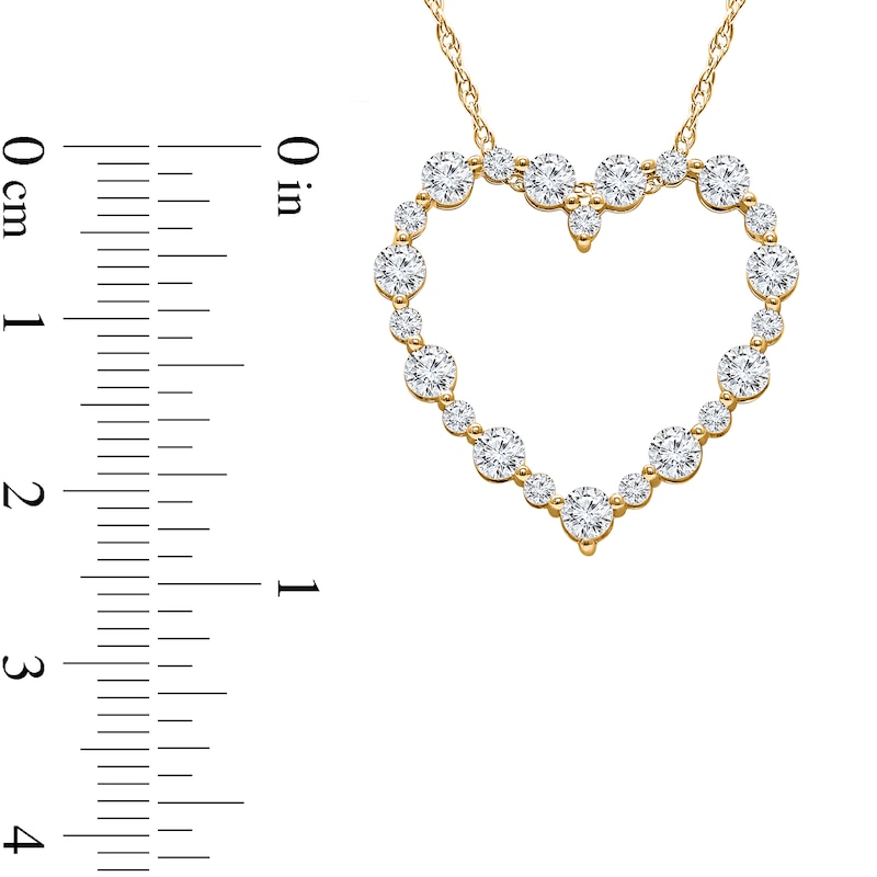 Main Image 2 of 1 CT. T.W. Lab-Grown Diamond Alternating Heart Outline Pendant in 10K Gold (I/SI2)