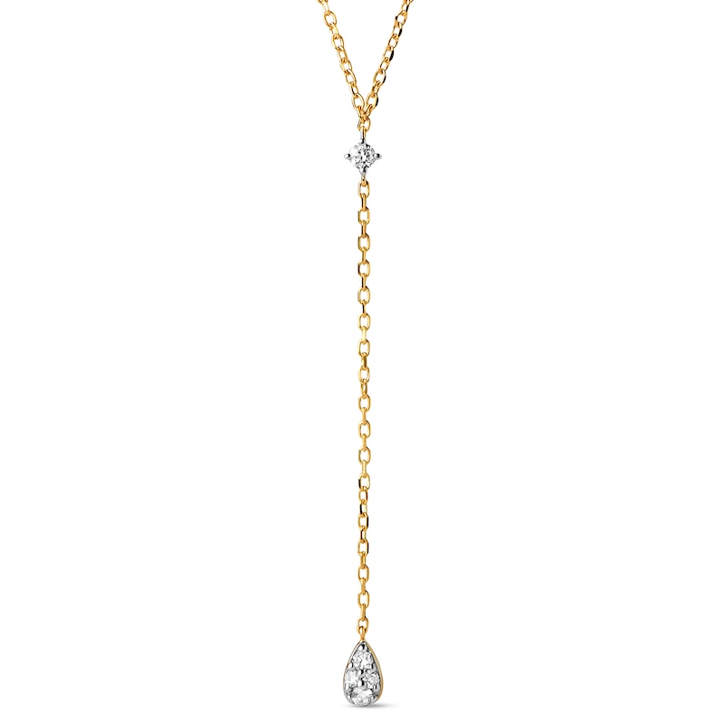 Main Image 1 of PDPAOLA™ at Zales 1/15 CT. T.W. Lab-Grown Multi-Diamond Teardrop "Y" Necklace in 18K Gold - 19.5”
