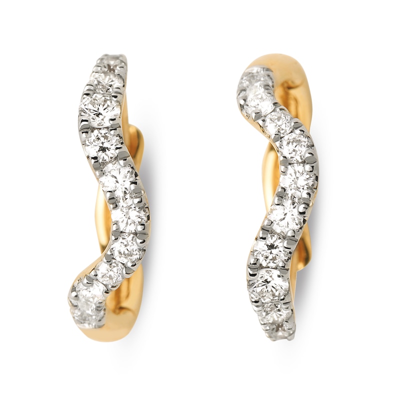 Main Image 3 of PDPAOLA™ at Zales 1/3 CT. T.W. Lab-Grown Diamond Wavy Hoop Earrings in 18K Gold