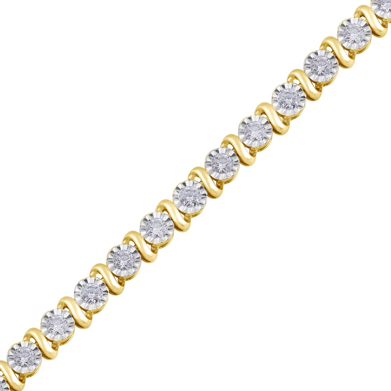 Main Image 2 of 2 CT. T.W. Lab-Grown Diamond "S" Tennis Bracelet in Sterling Silver with 24K Gold Plate (I/I1) - 7.25"