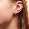 Thumbnail Image 2 of Pear-Shaped Amethyst and White Lab-Created Sapphire Drop Earrings in Sterling Silver with 14K Gold Plate