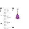 Thumbnail Image 3 of Pear-Shaped Amethyst and White Lab-Created Sapphire Drop Earrings in Sterling Silver with 14K Gold Plate