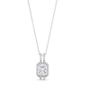 Thumbnail Image 1 of Radiant-Cut White Lab-Created Sapphire Frame Split Bail Drop Pendant in Sterling Silver