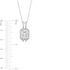 Thumbnail Image 4 of Radiant-Cut White Lab-Created Sapphire Frame Split Bail Drop Pendant in Sterling Silver